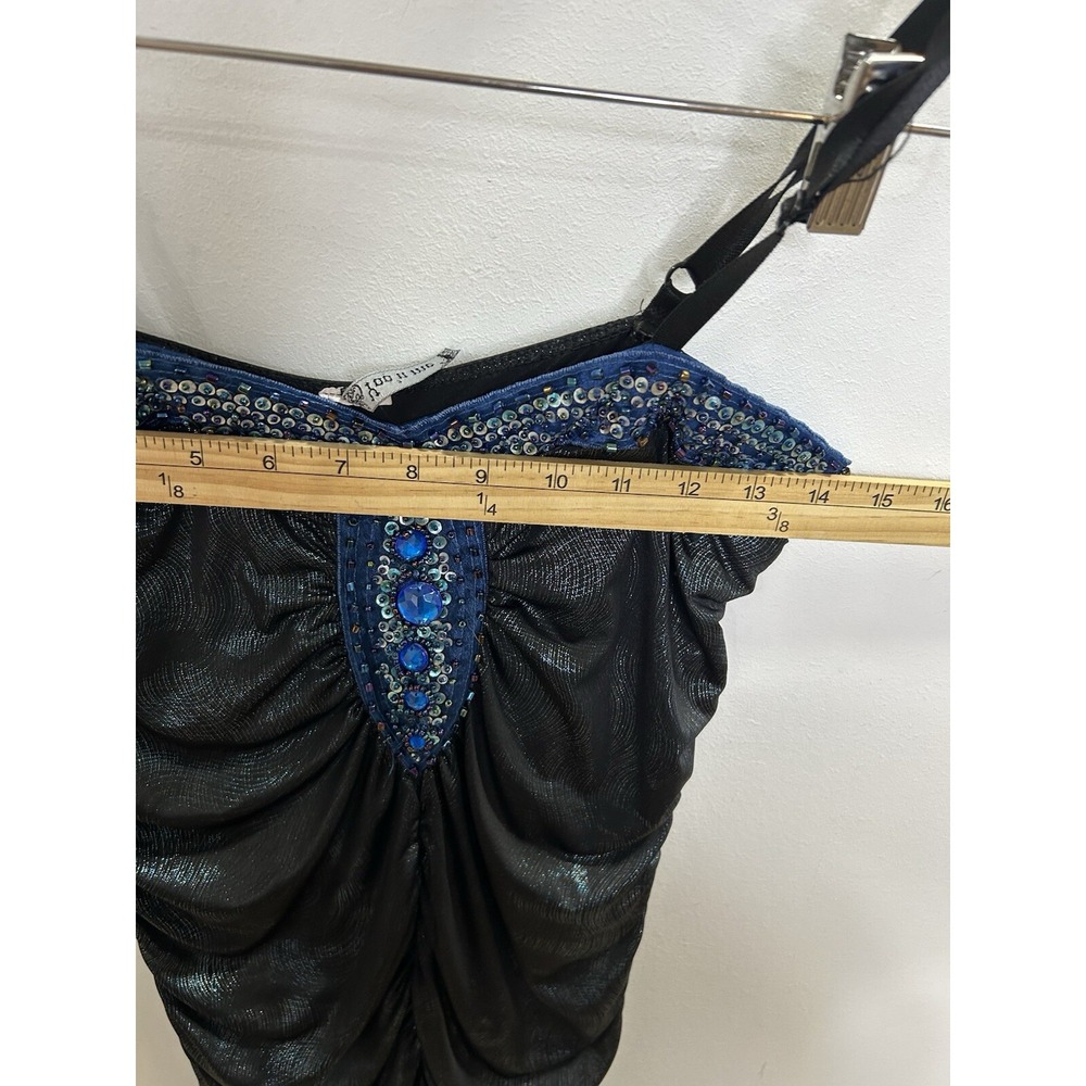 Yoo'n Me beaded blue bodycon dress‎ Size s/m ruched - Picture 5 of 5